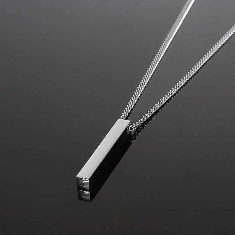 Sterling Silver Razor Blade Necklace with 24 inch Surgical Steel Chain  Italy 1 1/2 inch