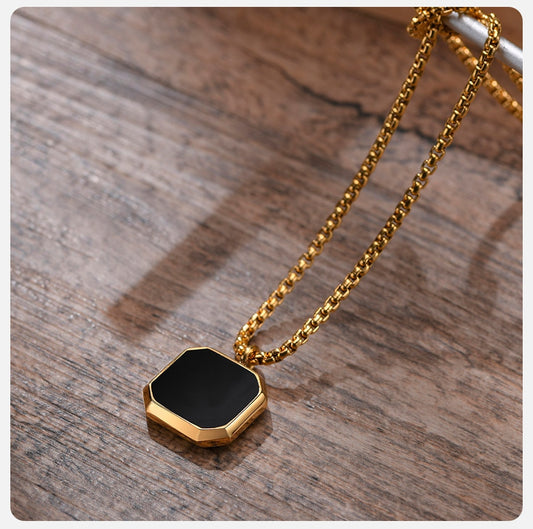 Layered Necklaces With Geometric Natural Stone Square Pendant