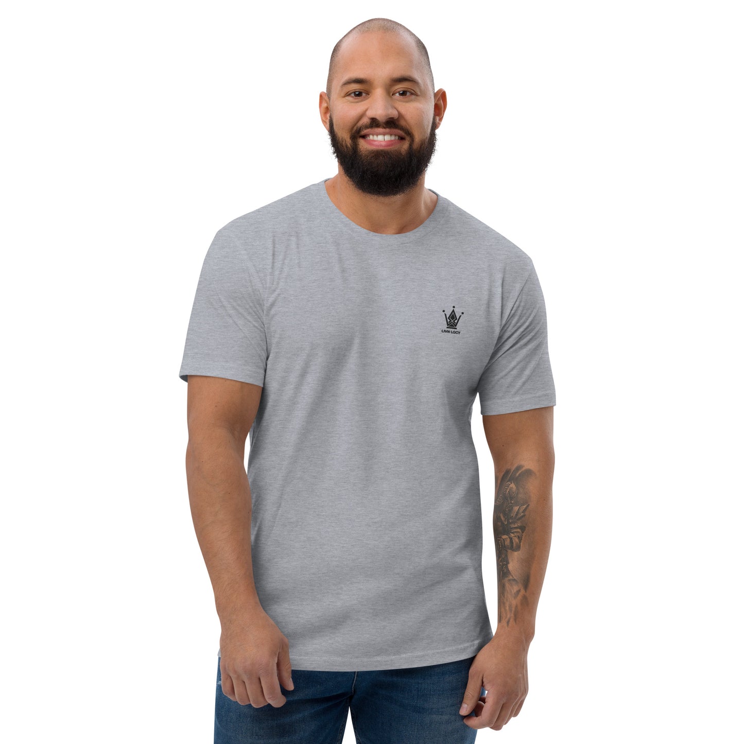 Marble Grey Fitted Emblem Tee