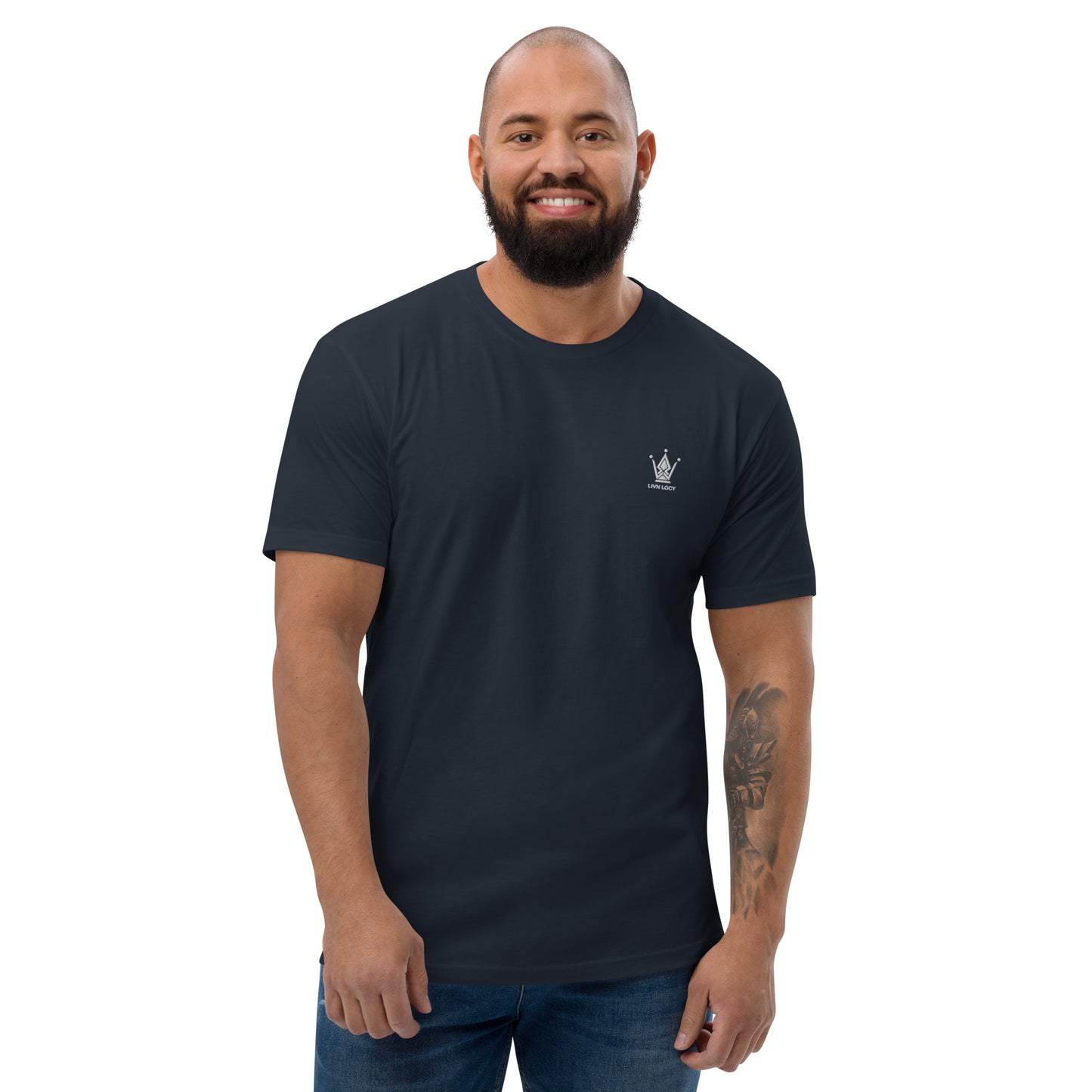 Marble Navy Fitted Emblem Tee