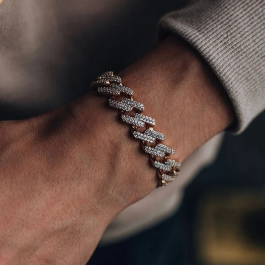Men's Bracelet 2Row Cuban Bracelet Iced Out