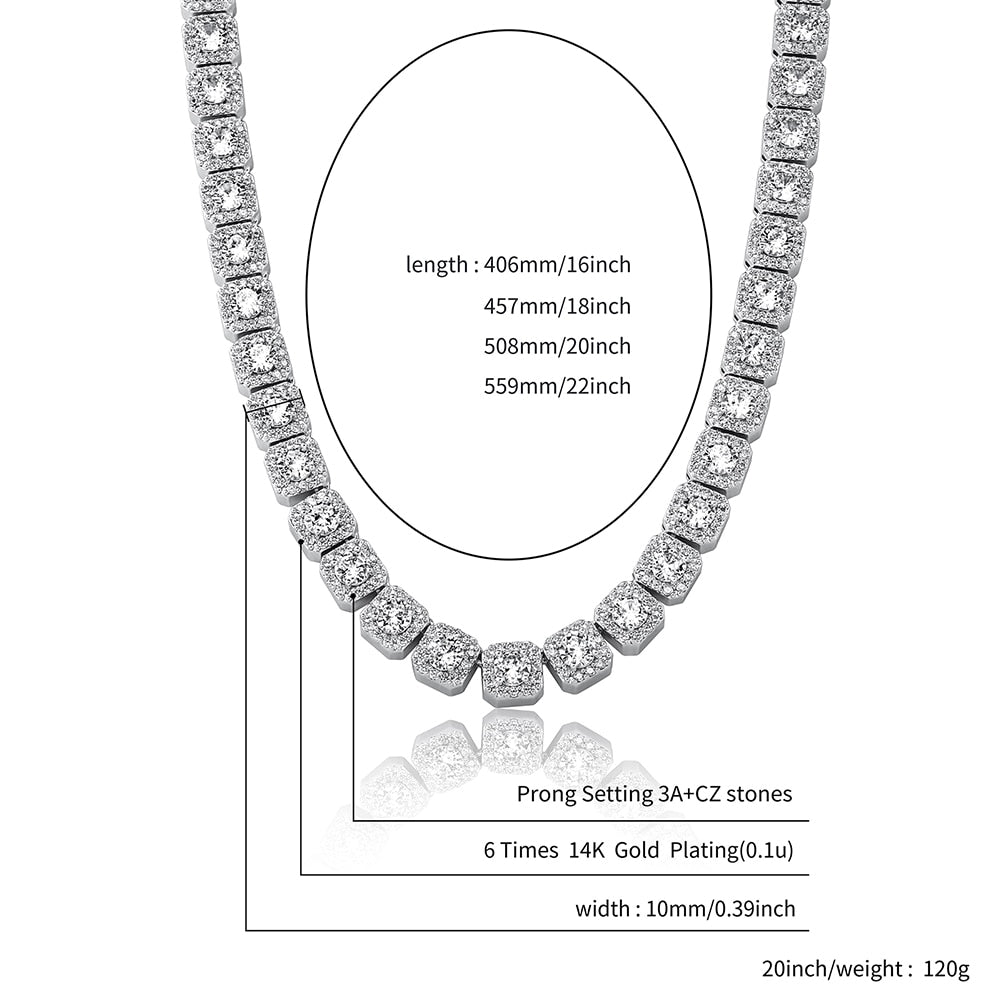 Iced Clustered Tennis Chain Necklace With Spring Clasp