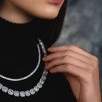 Iced Clustered Tennis Chain Necklace With Spring Clasp