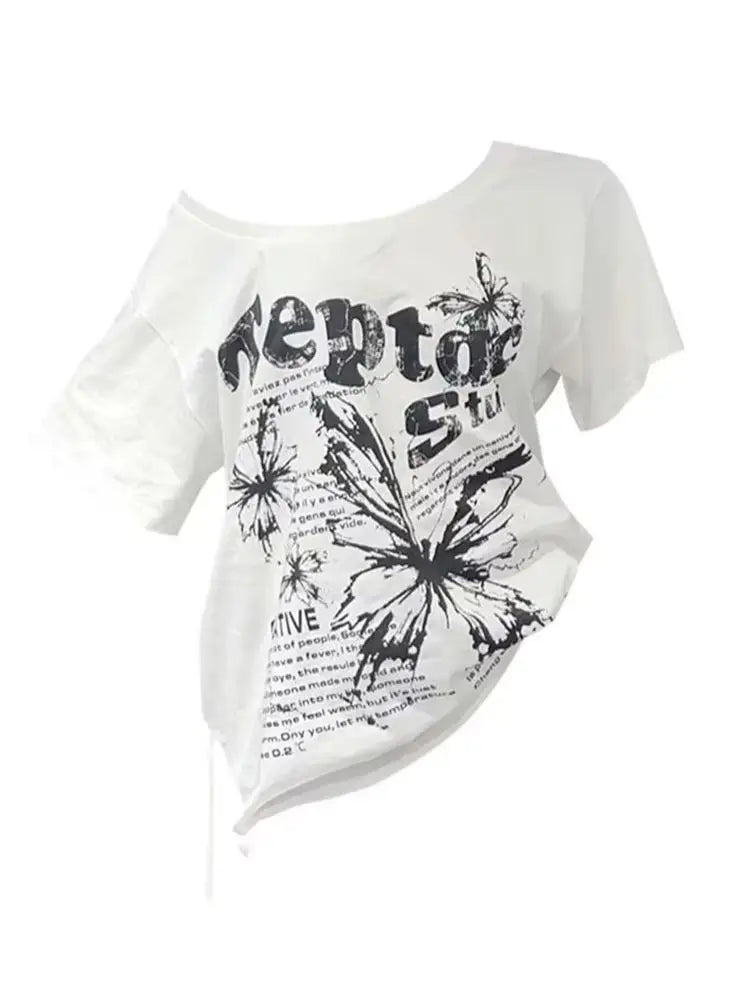 Vintage Oversize Off shoulder Short sleeve T shirt