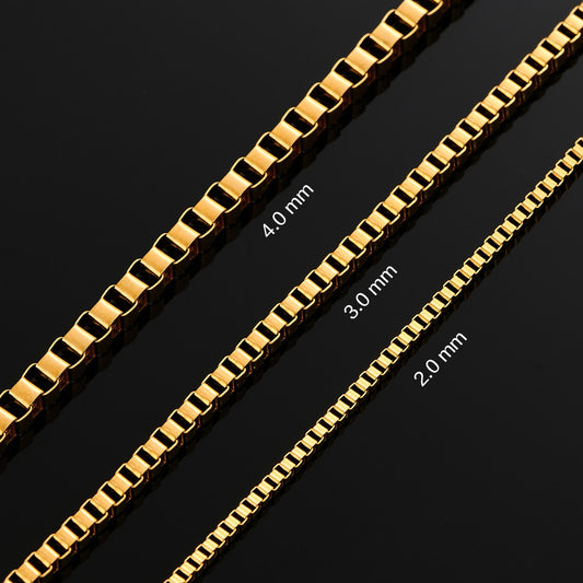 Gold Square Box Chain Necklace