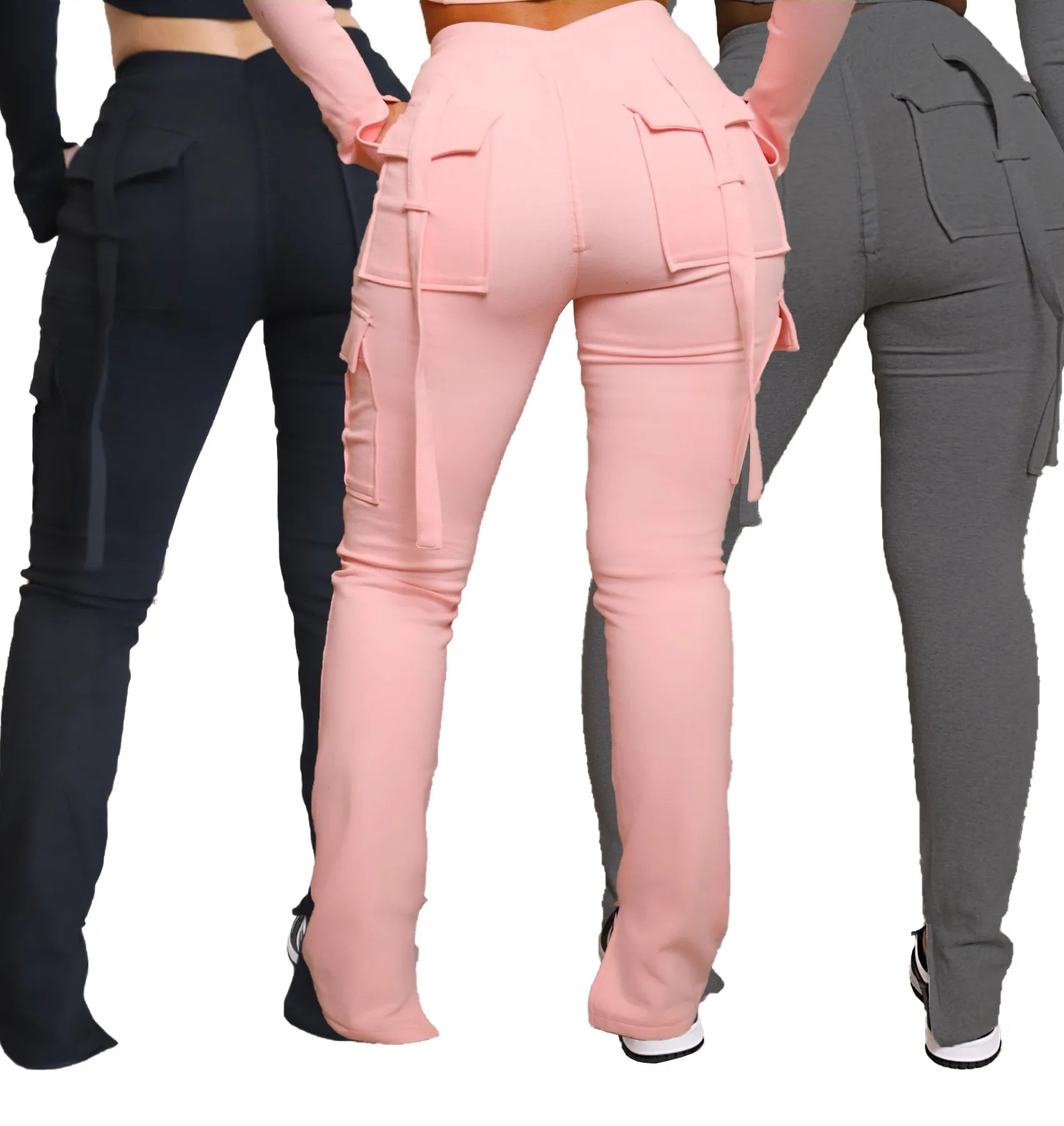 Flared Cargo Pants Drawstring Pants
