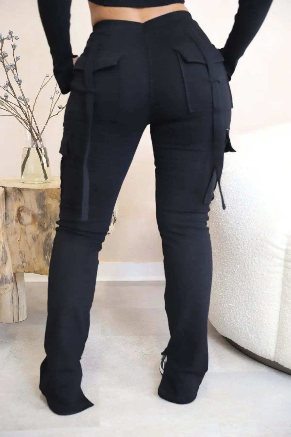 Flared Cargo Pants Drawstring Pants