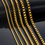 Gold Square Box Chain Necklace