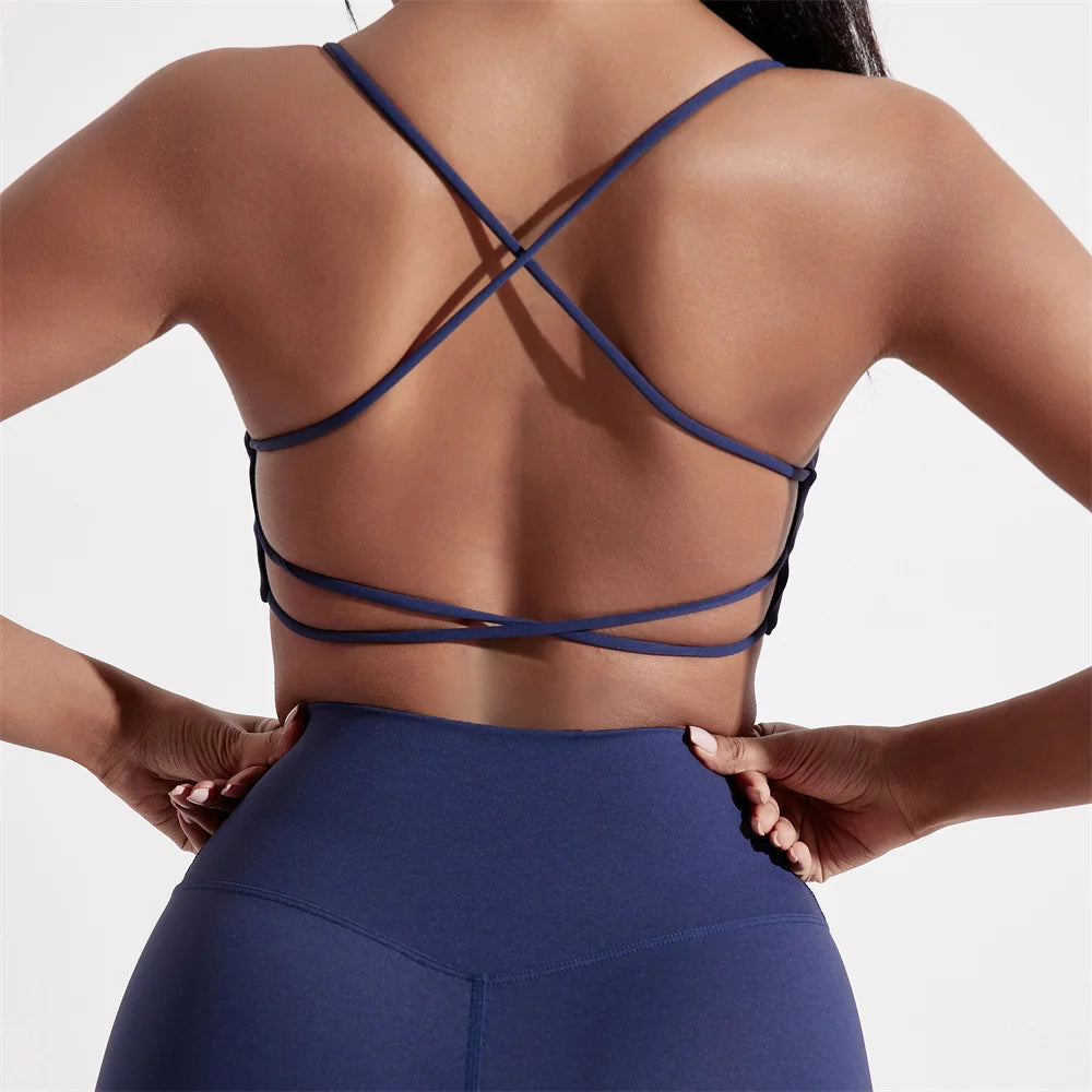 String Cross Bear Back Two Piece Yoga Set