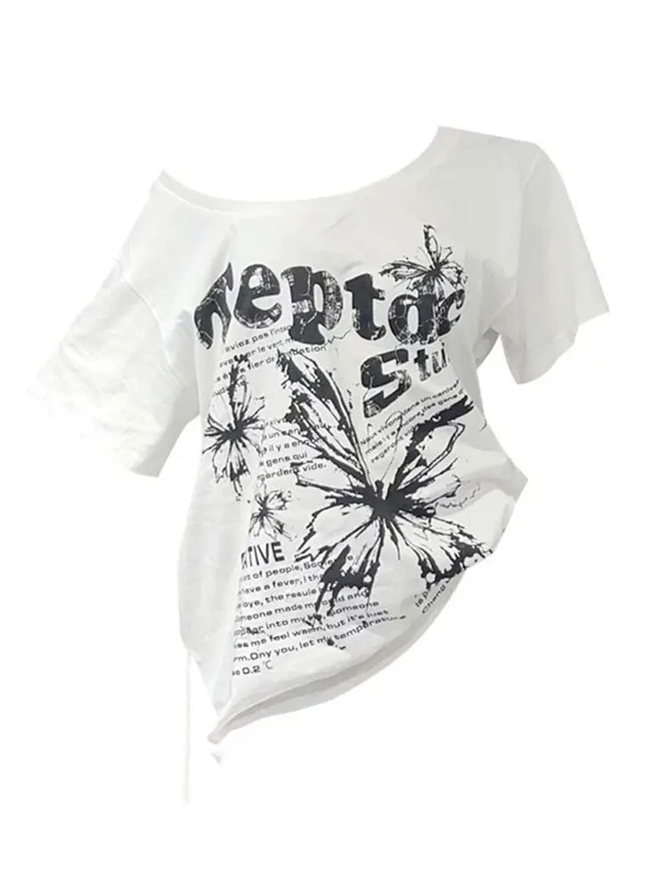 Vintage Oversize Off shoulder Short sleeve T shirt