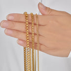 Gold Square Box Chain Necklace