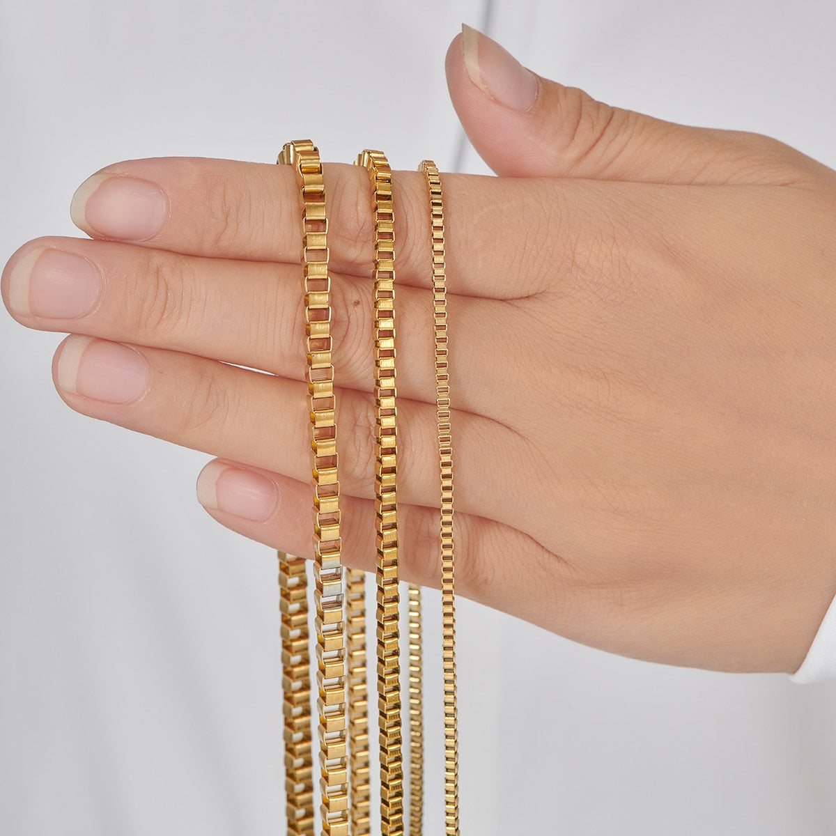 Gold Square Box Chain Necklace