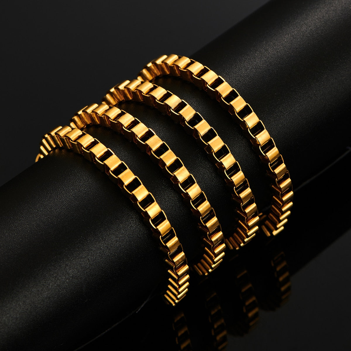 Gold Square Box Chain Necklace