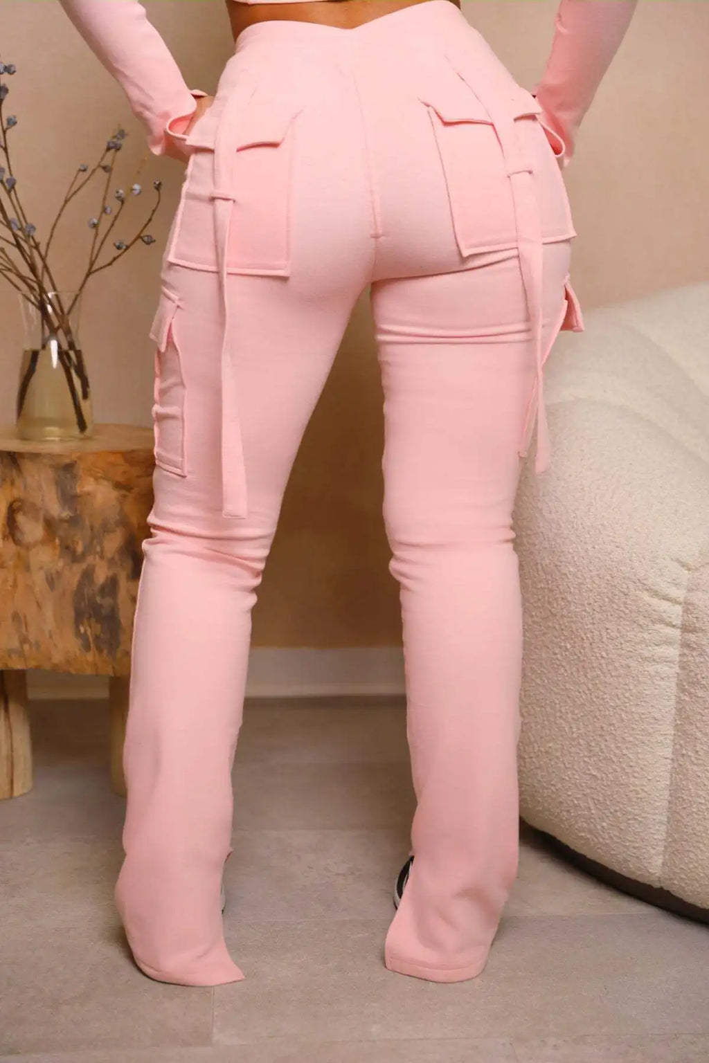 Flared Cargo Pants Drawstring Pants