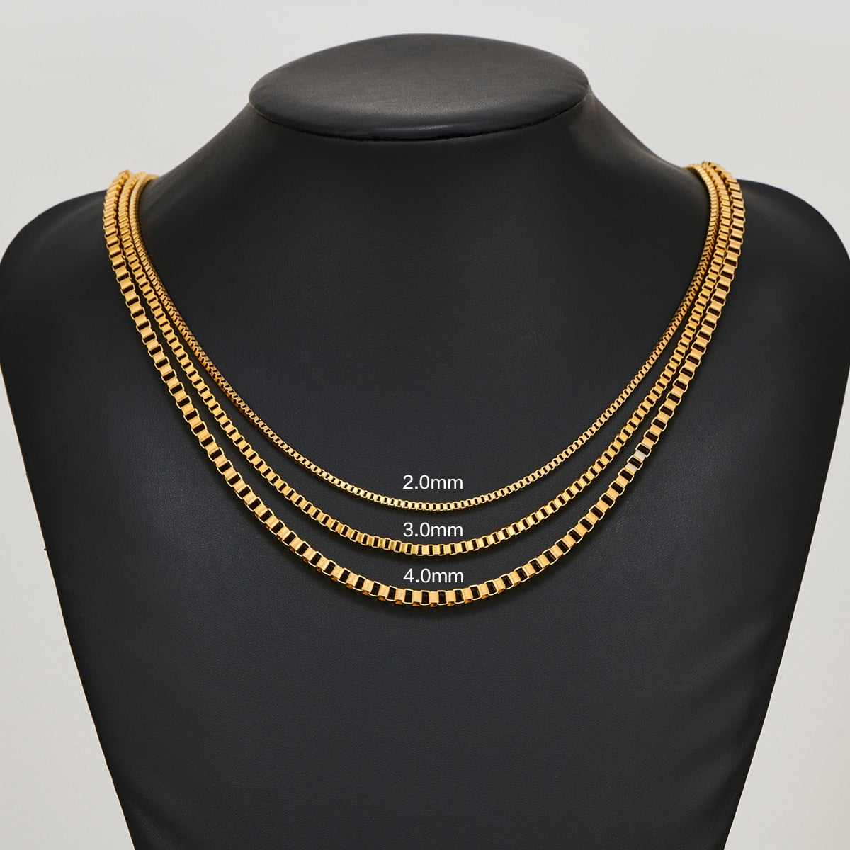 Gold Square Box Chain Necklace