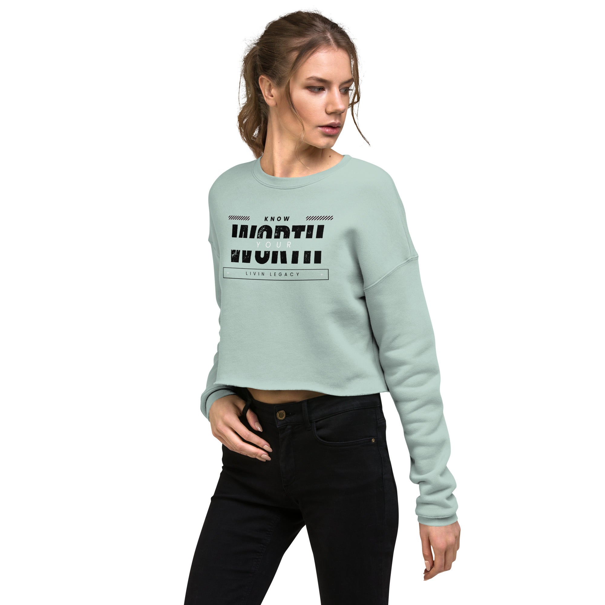 Know Your Worth Crop Top Sweatshirt