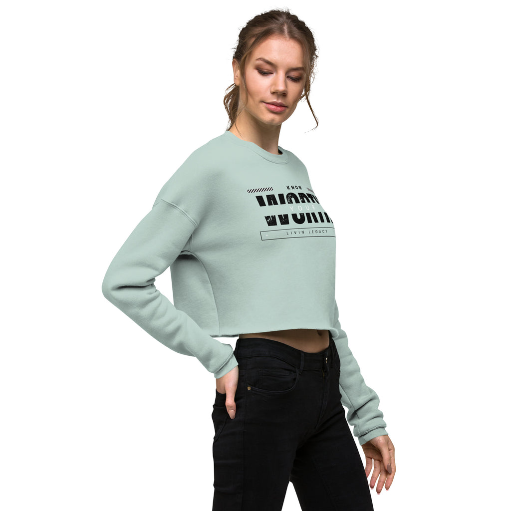 Know Your Worth Crop Top Sweatshirt