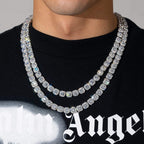 Iced Clustered Tennis Chain Necklace With Spring Clasp