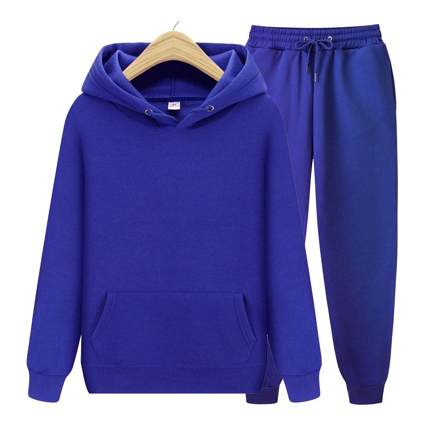 Solid Color Casual Hoodie Set