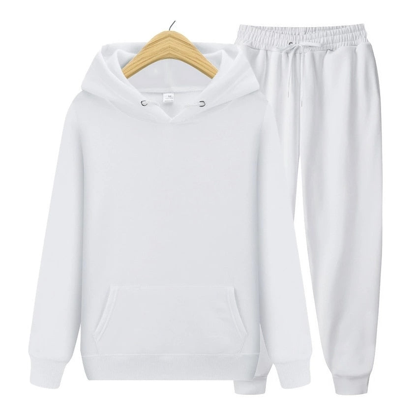 Solid Color Casual Hoodie Set