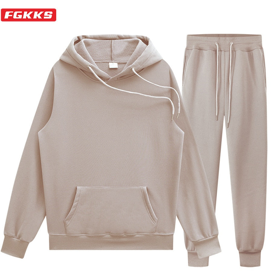 Solid Color Casual Hoodie Set