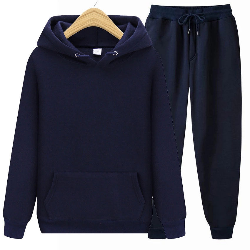 Solid Color Casual Hoodie Set