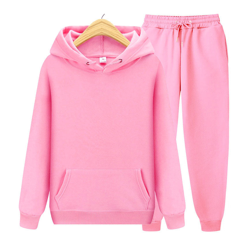 Solid Color Casual Hoodie Set
