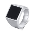 Solid Black Stone Silver Ring