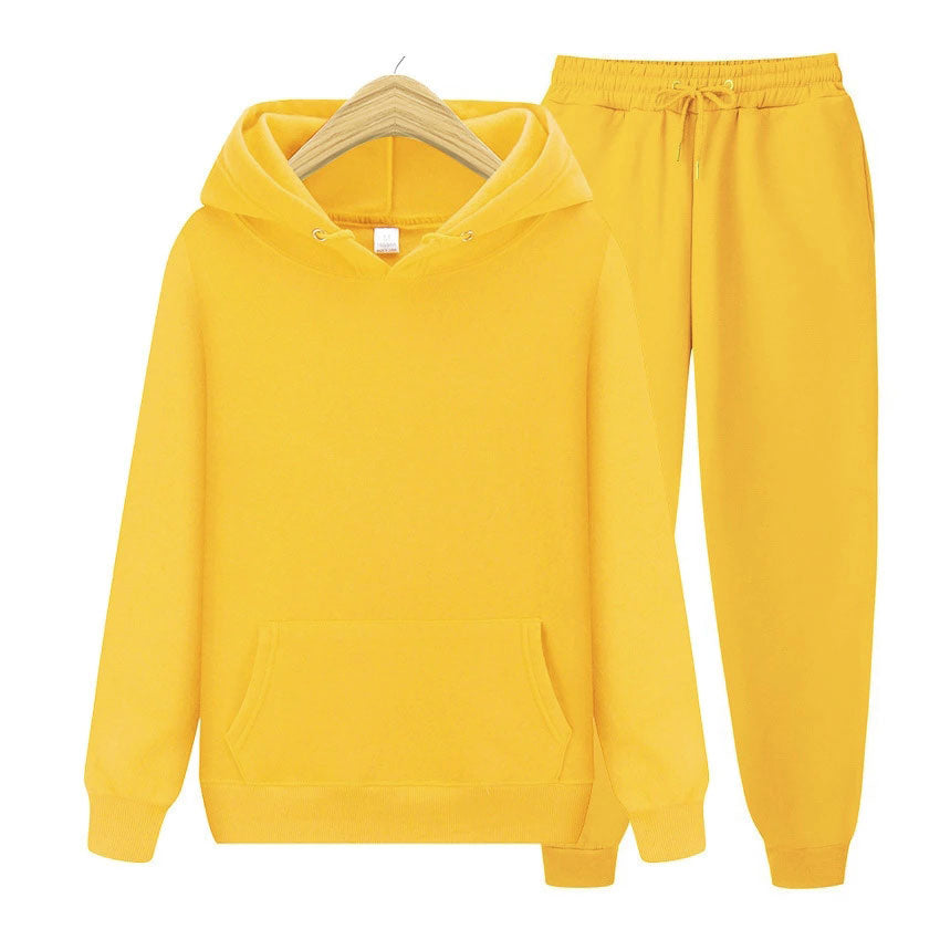 Solid Color Casual Hoodie Set