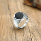 Solid Black Stone Silver Ring
