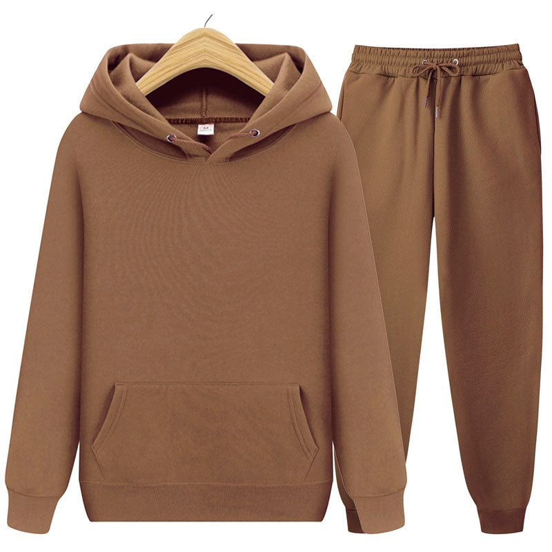 Solid Color Casual Hoodie Set