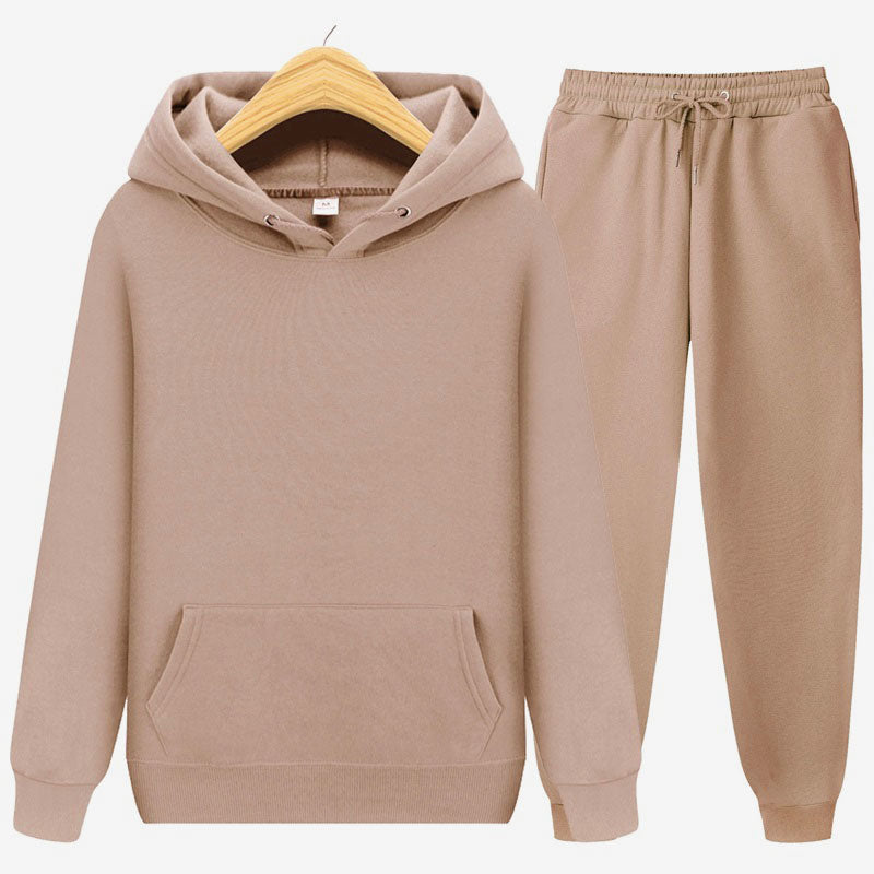Solid Color Casual Hoodie Set