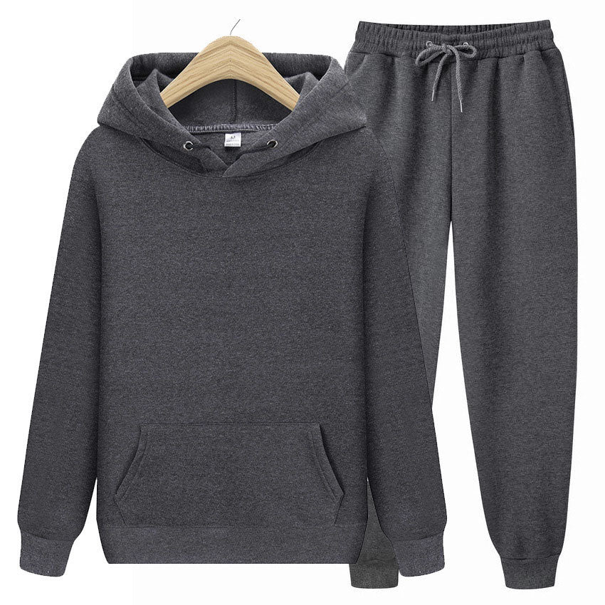 Solid Color Casual Hoodie Set