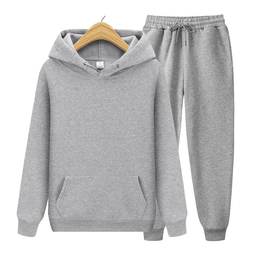 Solid Color Casual Hoodie Set