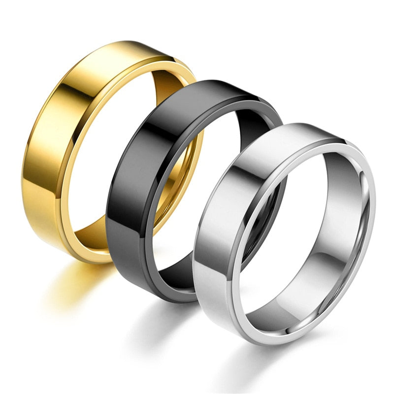 8MM Classic Men Rings Stainless Steel