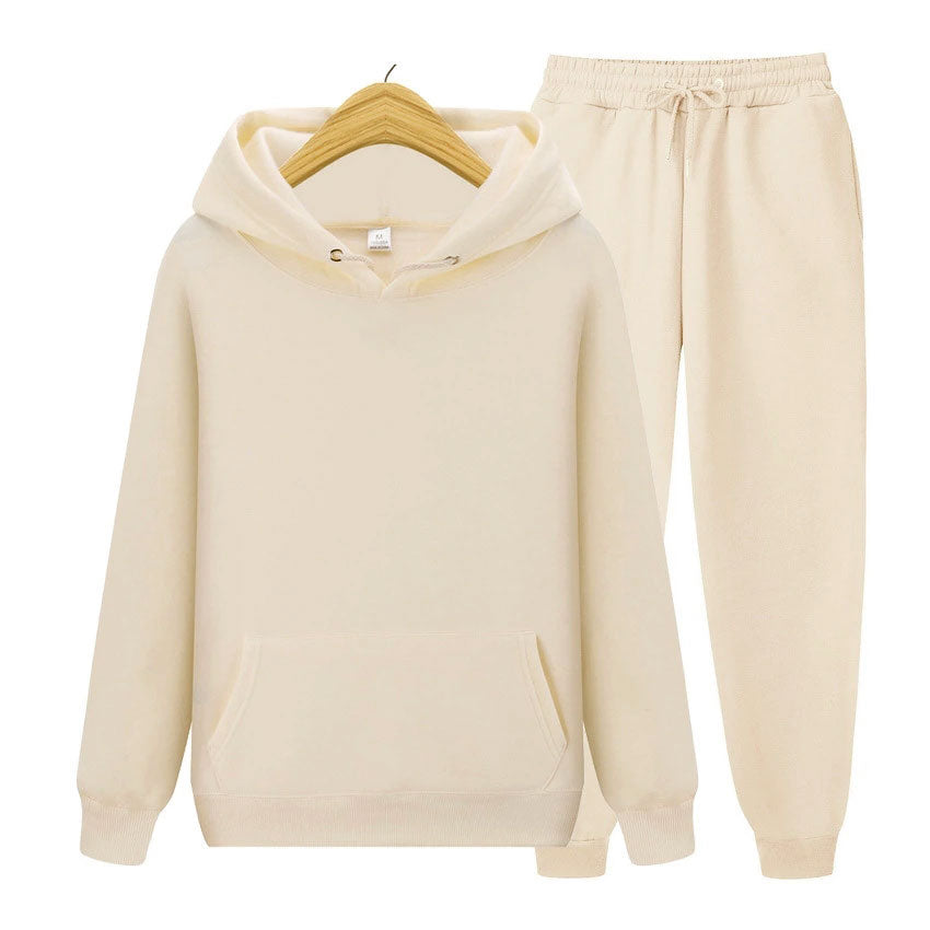 Solid Color Casual Hoodie Set