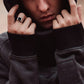 Solid Black Stone Silver Ring