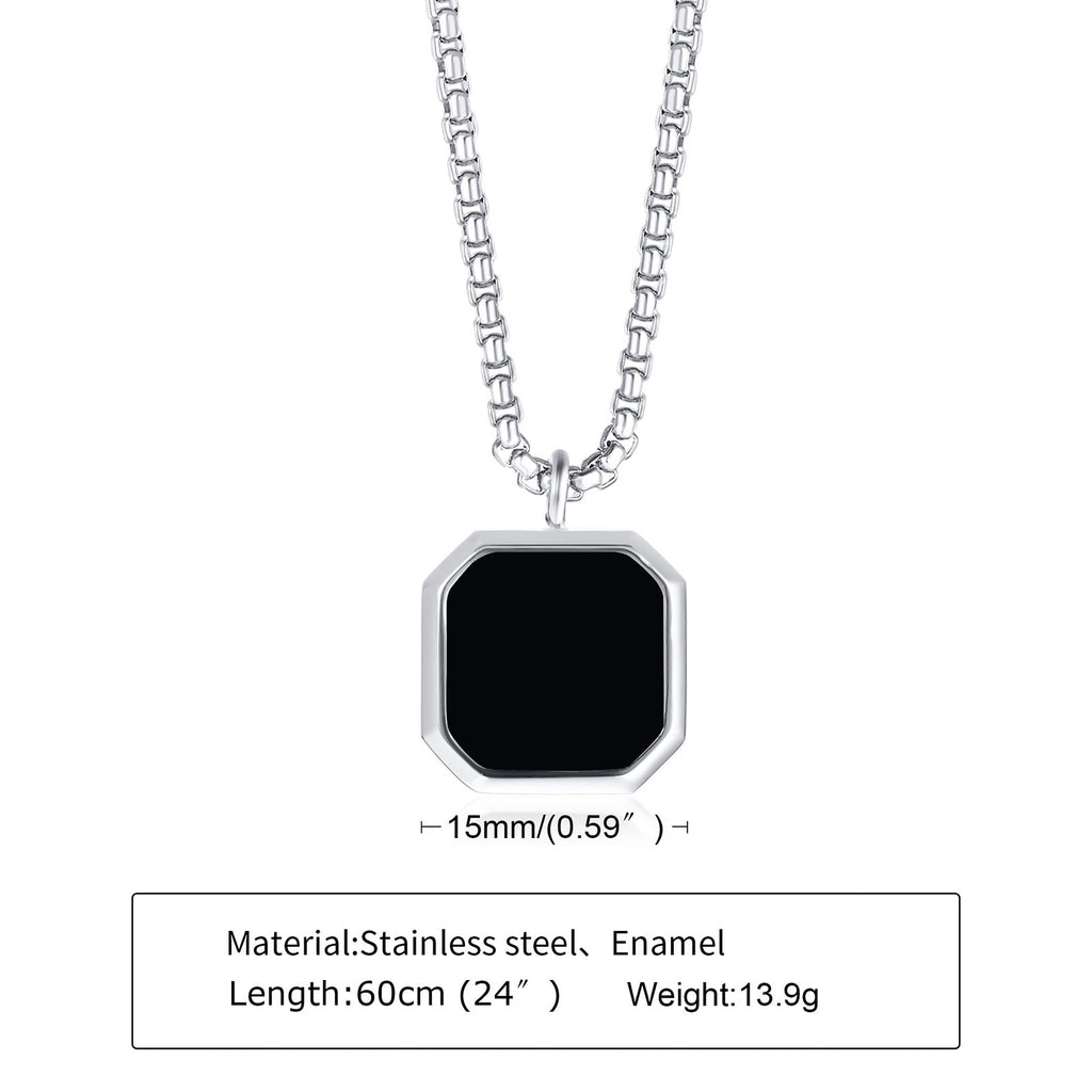 Layered Necklaces With Geometric Natural Stone Square Pendant