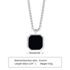 Layered Necklaces With Geometric Natural Stone Square Pendant