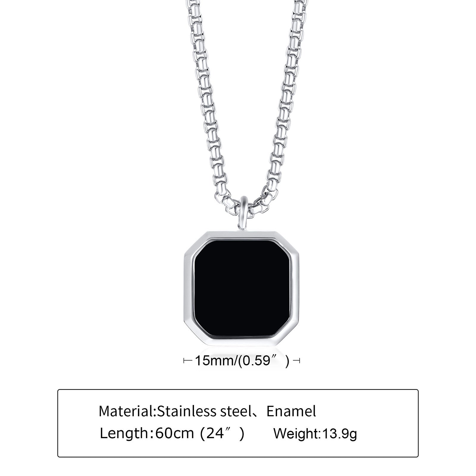 Layered Necklaces With Geometric Natural Stone Square Pendant