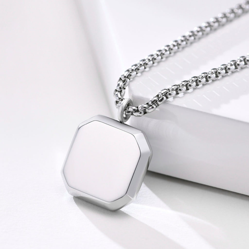 Layered Necklaces With Geometric Natural Stone Square Pendant