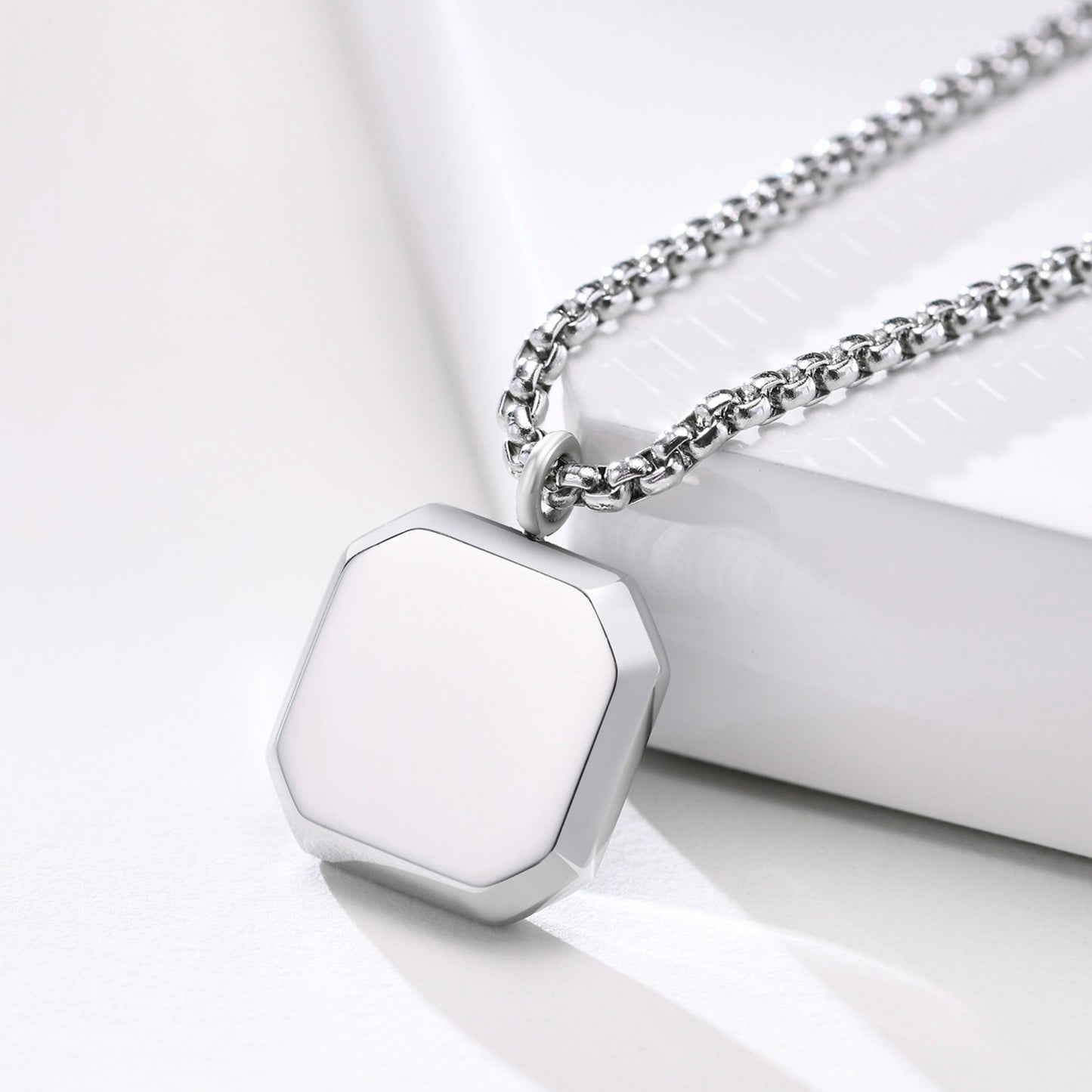 Layered Necklaces With Geometric Natural Stone Square Pendant