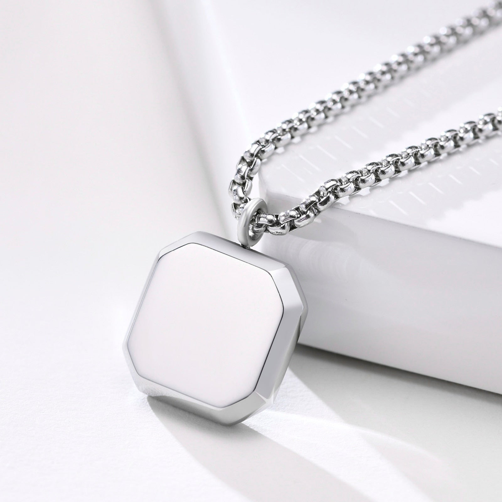 Layered Necklaces With Geometric Natural Stone Square Pendant