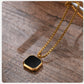 Layered Necklaces With Geometric Natural Stone Square Pendant