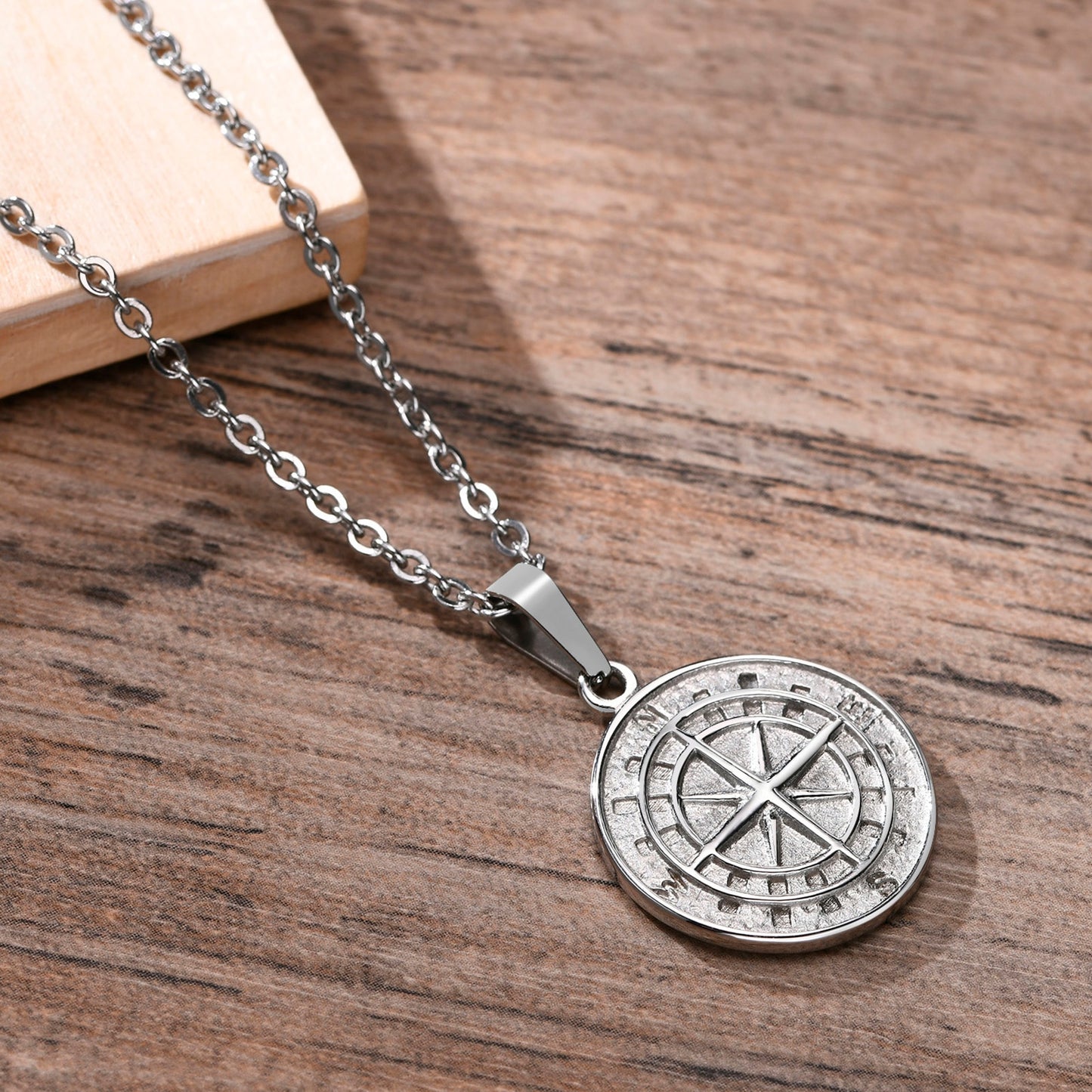 Layered Necklaces With Compass Pendant