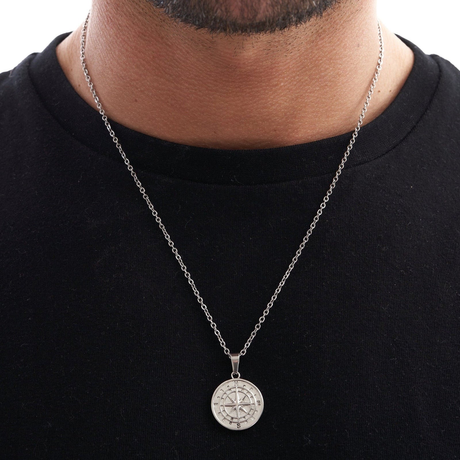 Layered Necklaces With Compass Pendant