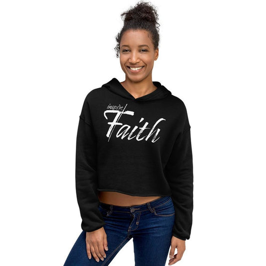 Crop Hoodie, Inspire Faith Graphic Text