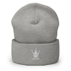 Matte Grey Emblem Embroidered Emblem Cuffed Beanie
