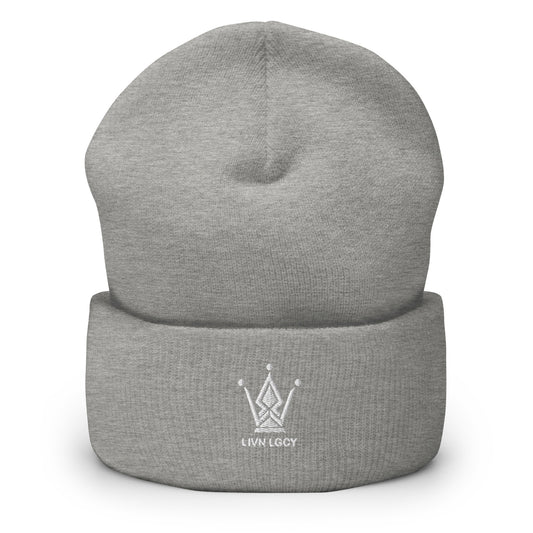 Matte Grey Emblem Embroidered Emblem Cuffed Beanie