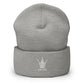 Matte Grey Emblem Embroidered Emblem Cuffed Beanie